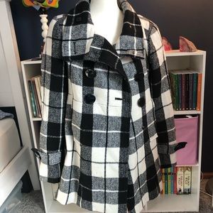Forever 21 black and white plaid coat